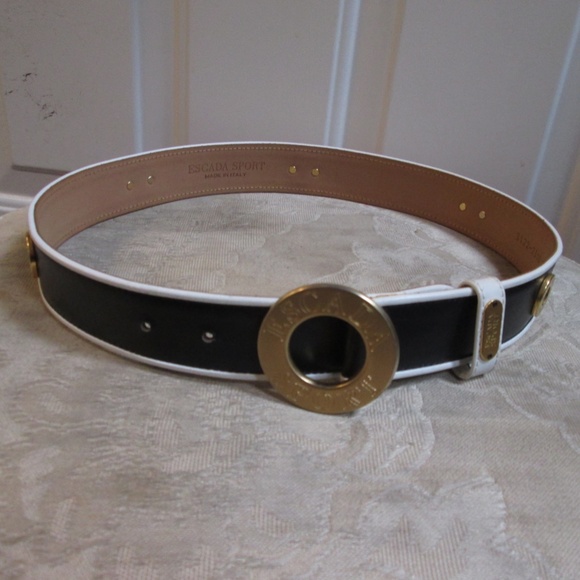 Vtg ESCADA black Leather WOMEN\'S BELT with studs Sz 28 .... Made in GERMANY main image 9